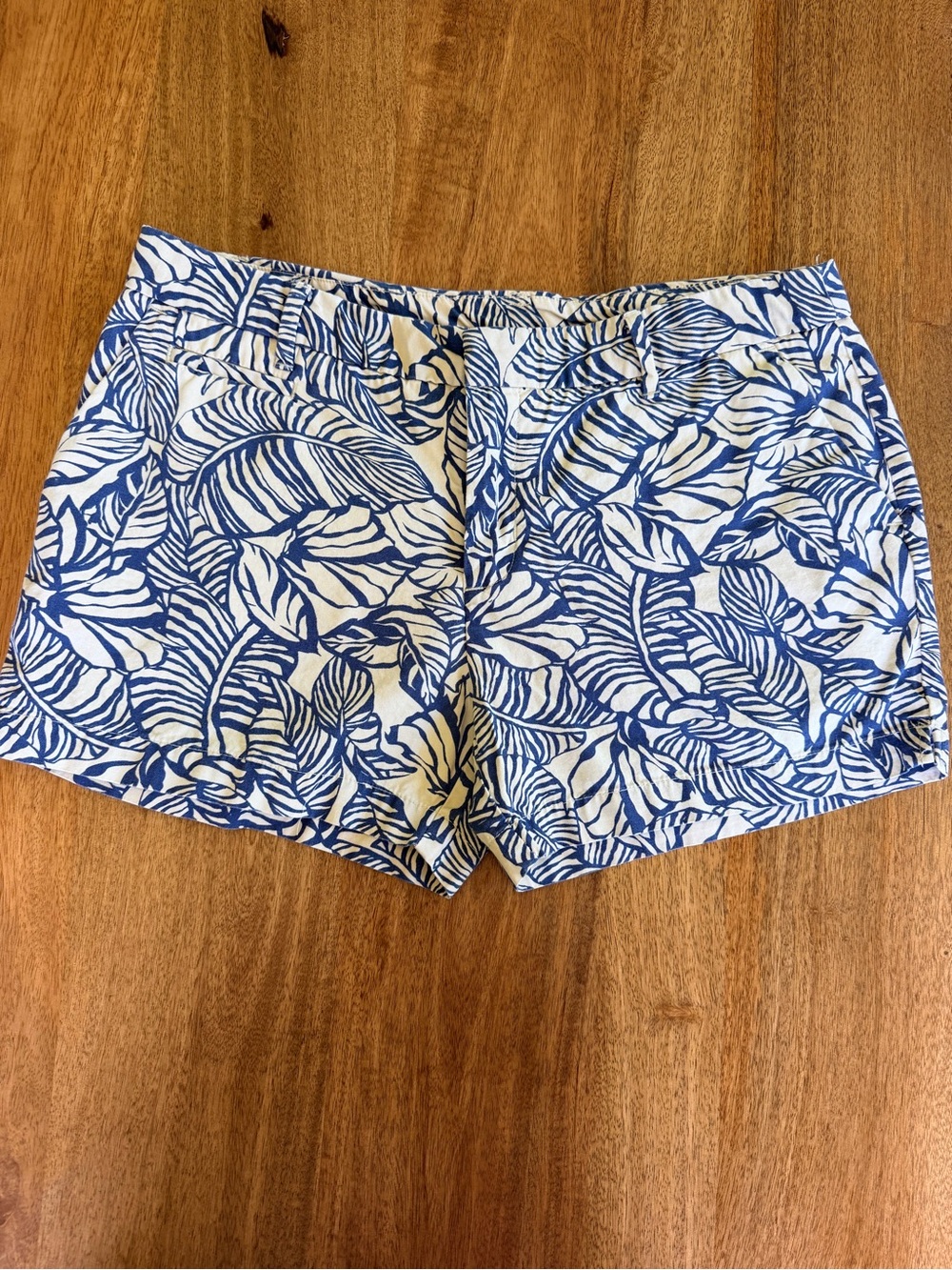 Patagonia Blue and White Leaf-Print Organic Cotton Women's Shorts